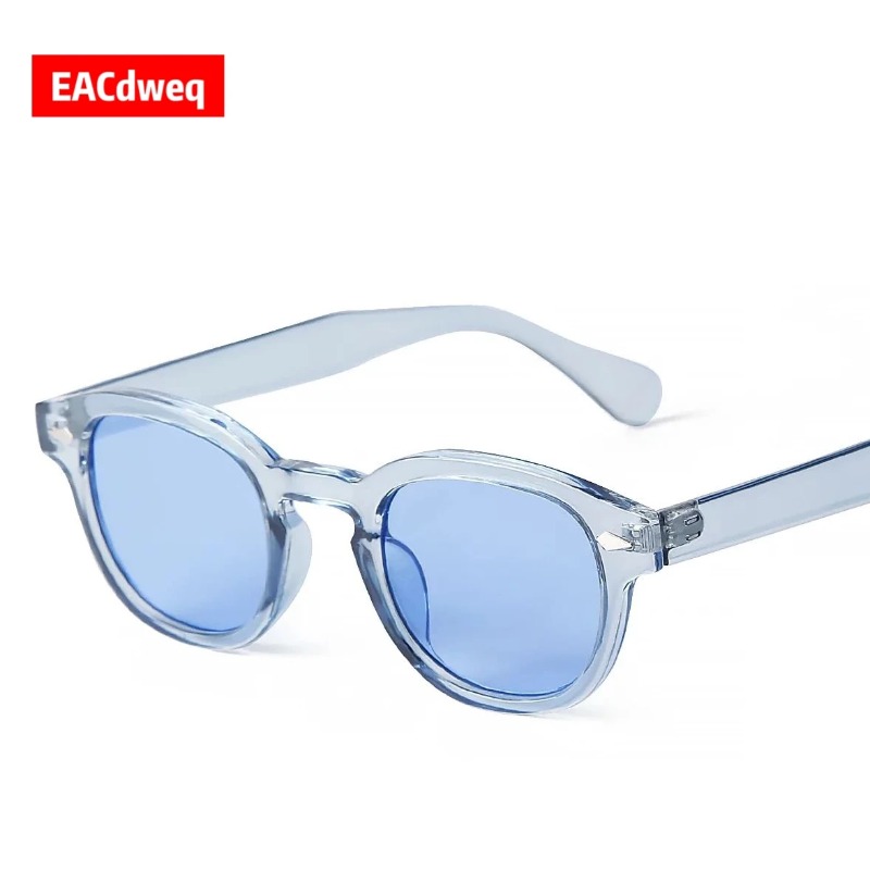 Women'S Fashion Eyewear - Mode transparante blauwe ronde zonnebril dames