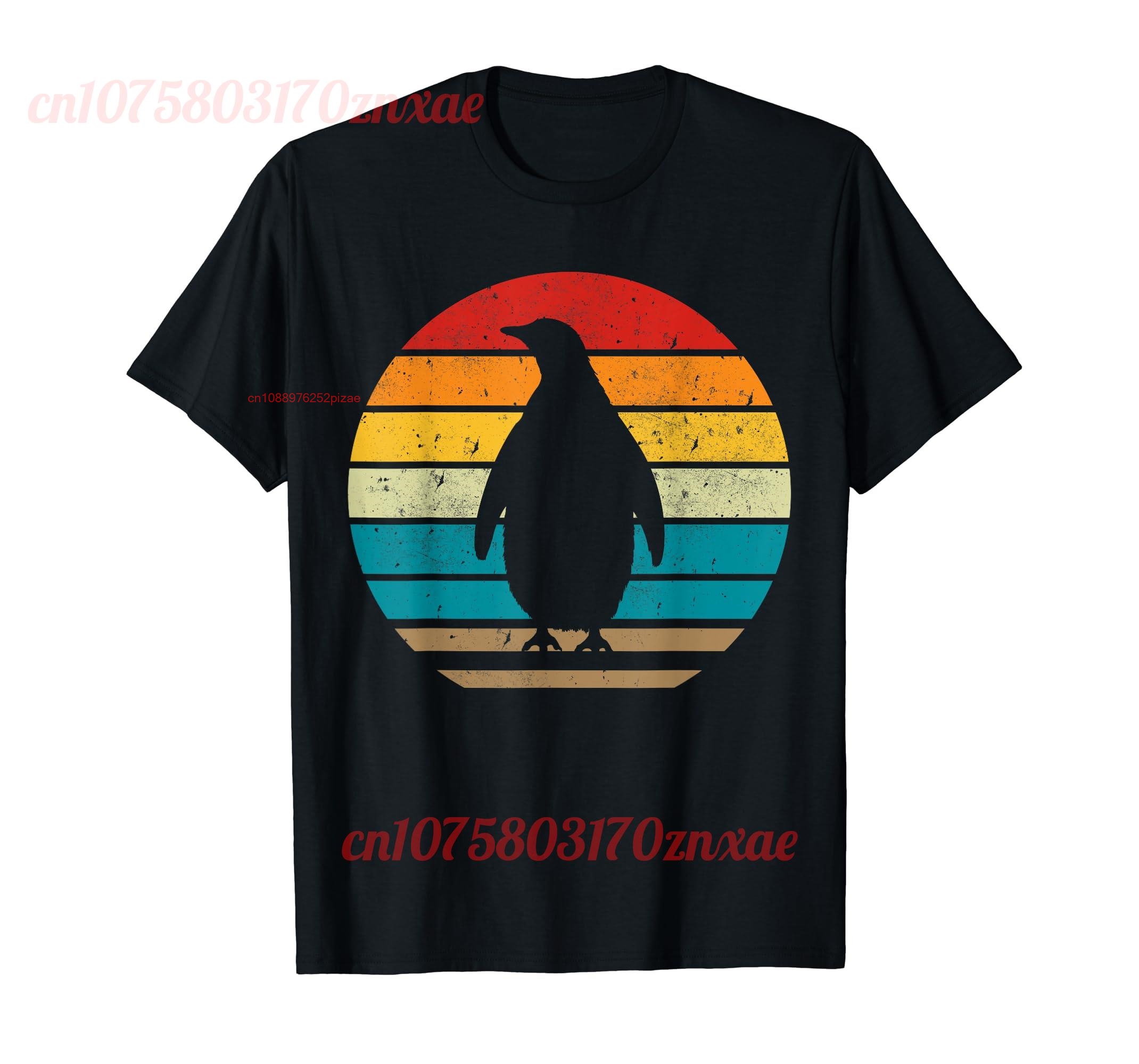 Women'S Fashion Of The 70S - 100% katoen Vintage Retro Penguins zonsondergang