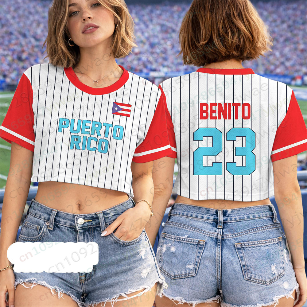 Women'S Fashion Rugby Top - Puerto Rico Crop Top Jersey Puerto