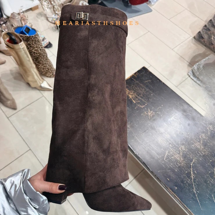 Women'S Fashion Boots 2025 - Vrouwen Dikke Hak Knie Hoge Laarzen
