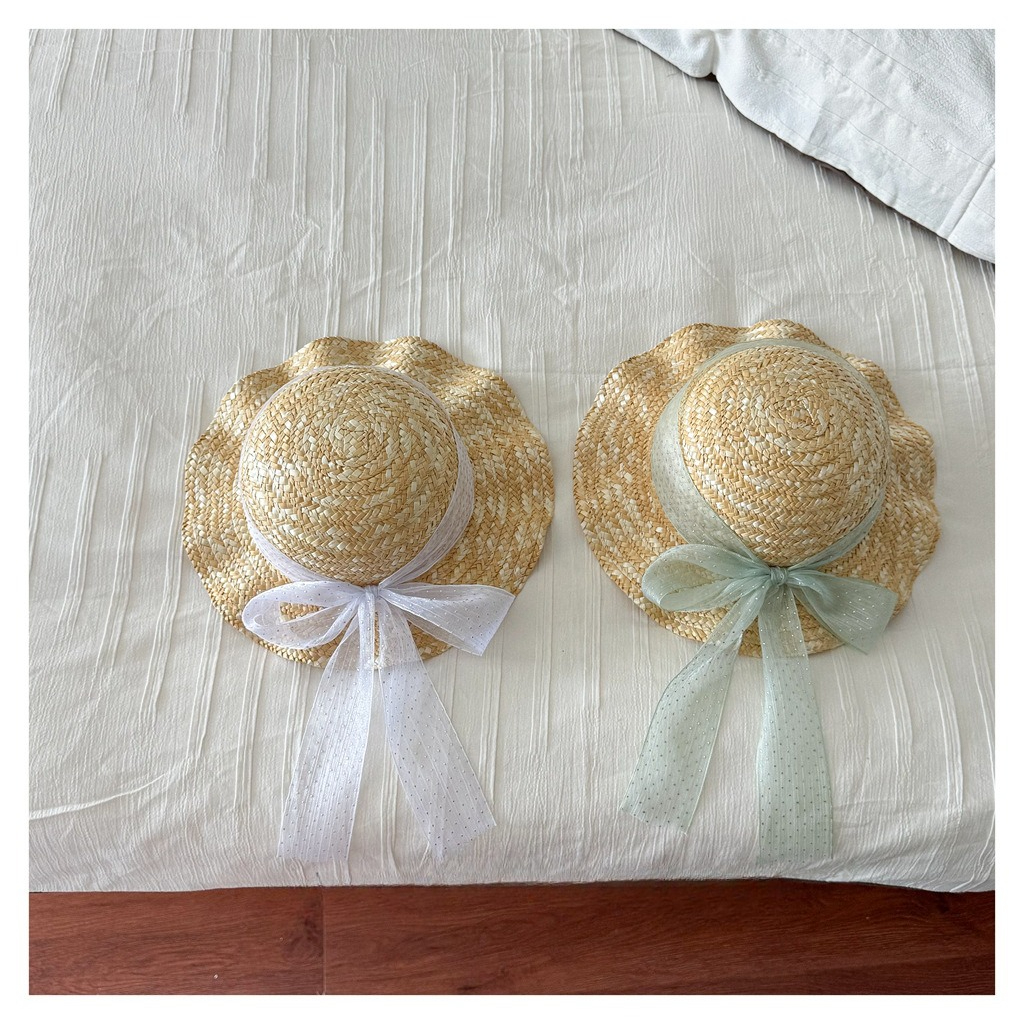Straw Hat Summer - Natuurlijke strohoed voor kinderen met chiffon
