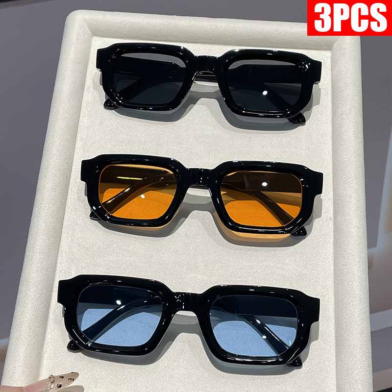 Women'S Fashion Eyewear - 2/3PCS Vintage Rechthoek Frame Zonnebril voor