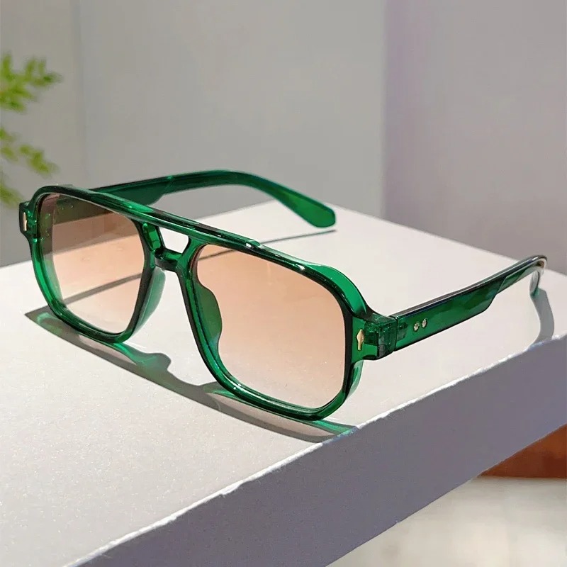 Women'S Fashion Eyewear - Nieuwe vintage vierkante zonnebril met dubbele