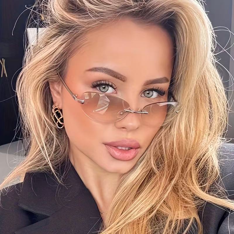 Women'S Fashion Eyeglass Frames - Randloze ovale zonnebril Dames Kleine ovale