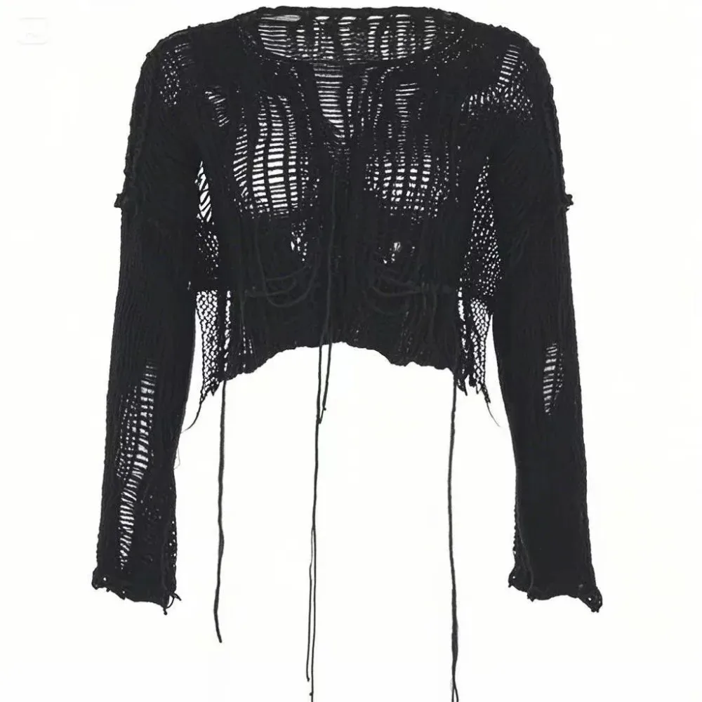 Women'S Fashion Knitwear - Gekropt gat trui sexy gyaru uitgehold