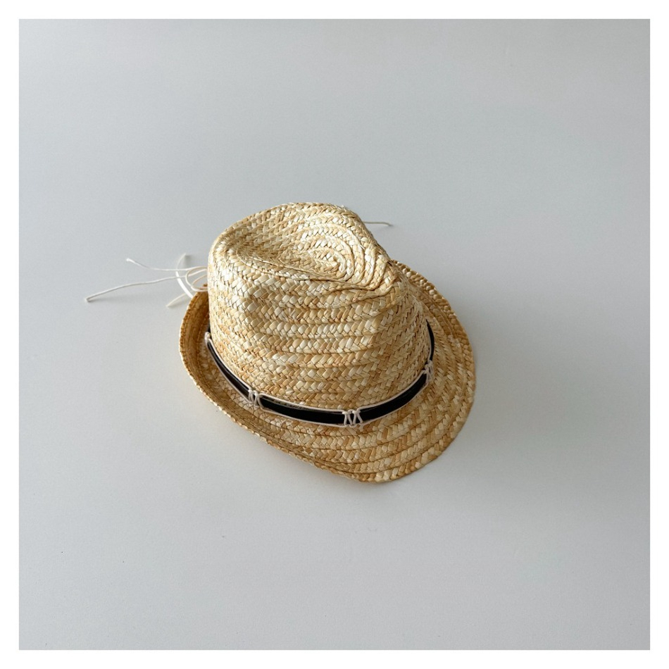 Straw Hat Summer - Kinderen Natuurlijke Strohoed met Zwarte Lintband