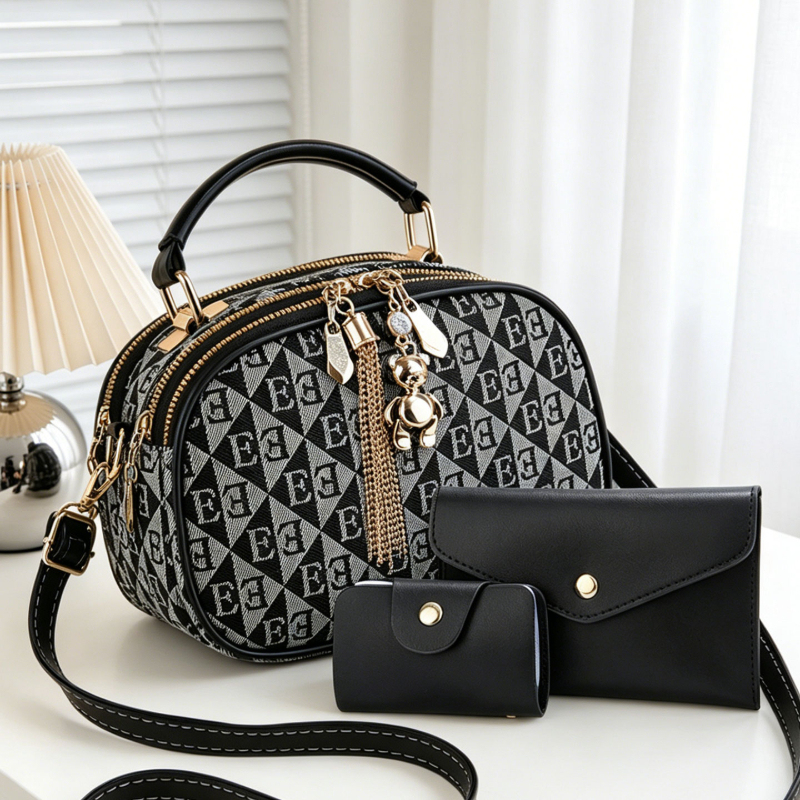 Crossbody Bag Women - 3-delige mini-tassen met letterprint en meerdere