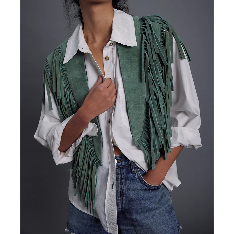 Women'S Fashion Of The 70S - Dames Y2k Vintage Suède Vestjas Jaren
