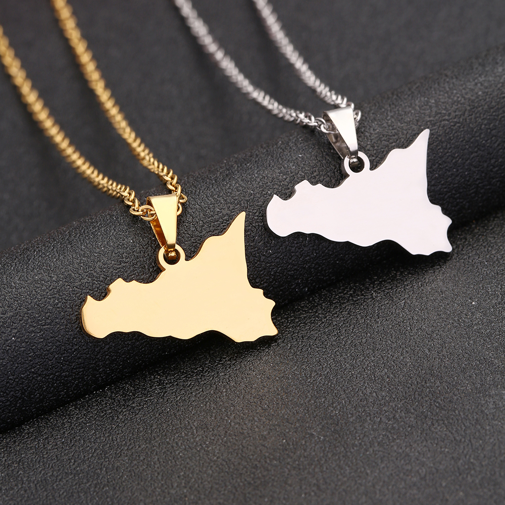 Women'S Fashion Guide - Mode Italië Sicilië Kaart Hanger Ketting
