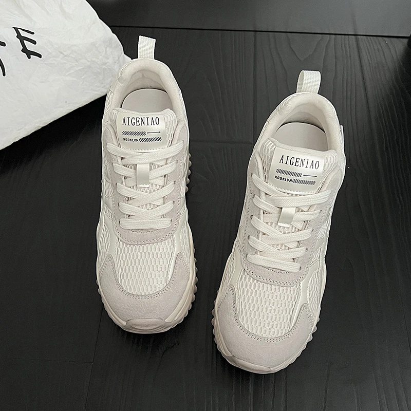 Women'S Fashion Running Shoes - Damesmode papa schoenen platform mesh hardloopsneakers
