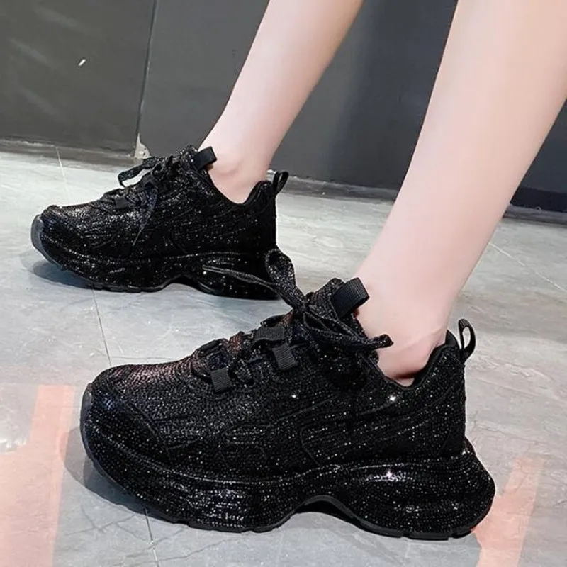 Women'S Fashion Running Shoes - Designer Dames Bling Loopschoenen Dikke Sneakers