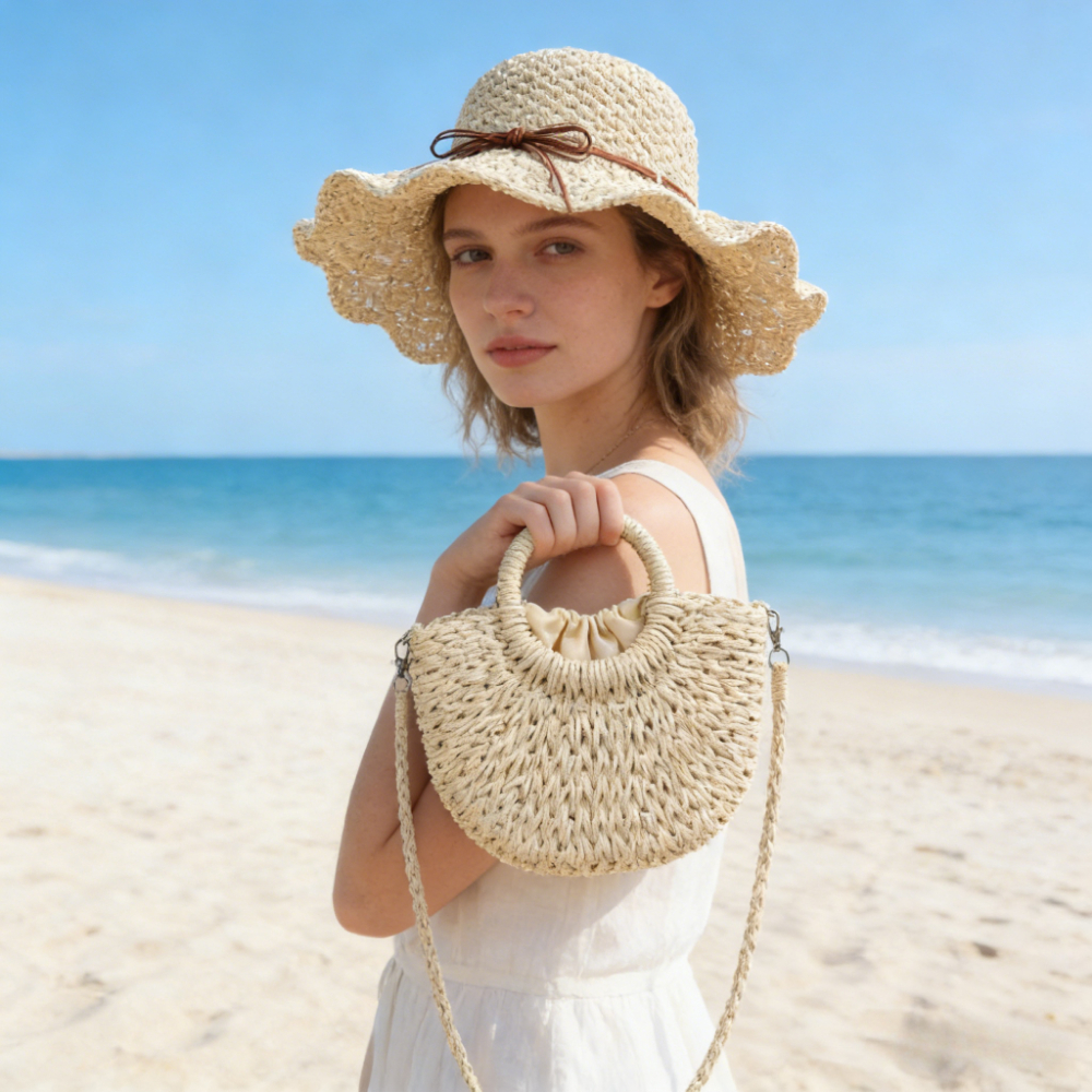 Straw Hat Summer - 2 stuks stro-tassen strohoed voor dames