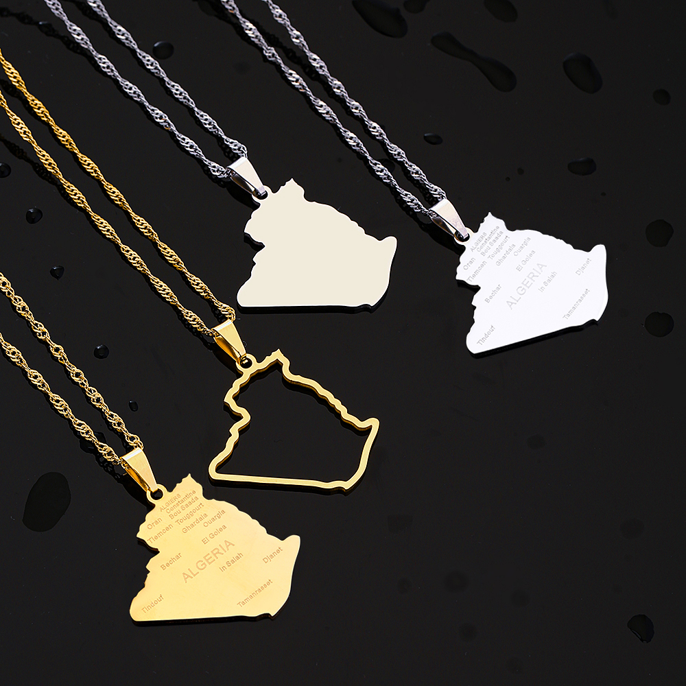 Women'S Fashion Guide - Afrika Algeria Kaart Stad Hanger Ketting