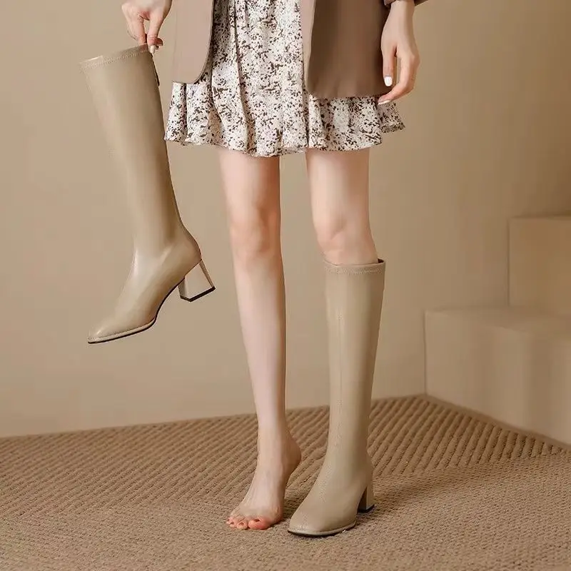 Women'S Fashion Boots 2025 - Lange dameslaarzen met vierkante neus, elegante