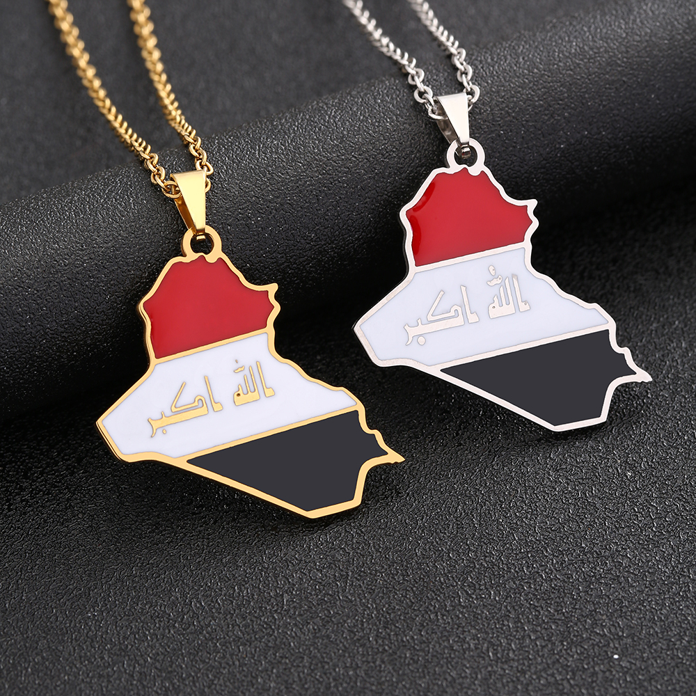 Women'S Fashion Guide - Republiek Irak Kaart Vlag Hanger Ketting