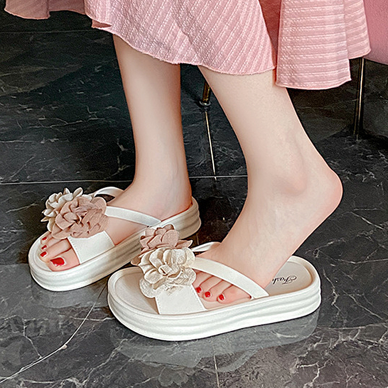 Women'S Fashion Korea - Tweekleurige bloemenplatformsandalen - Zomer antislip-slippers voor