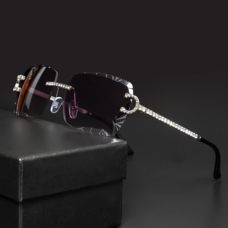 Women'S Fashion Eyeglass Frames - Mode randloze vierkante zonnebril Vintage Diamond