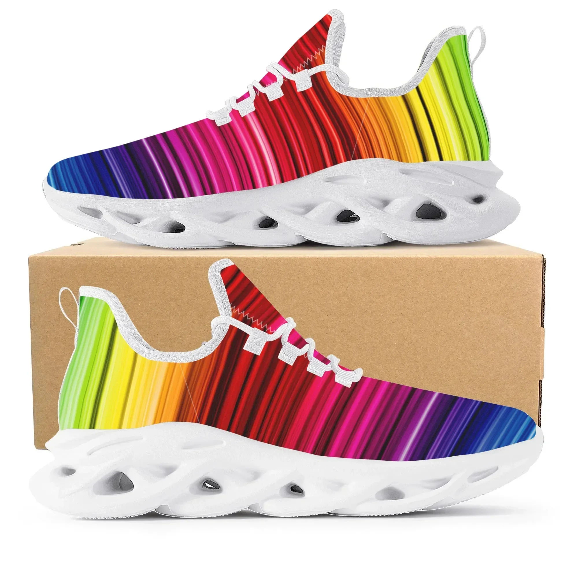 Women'S Fashion Running Shoes - Kleurrijk regenboogontwerp Mode Hot Sneakers Heren