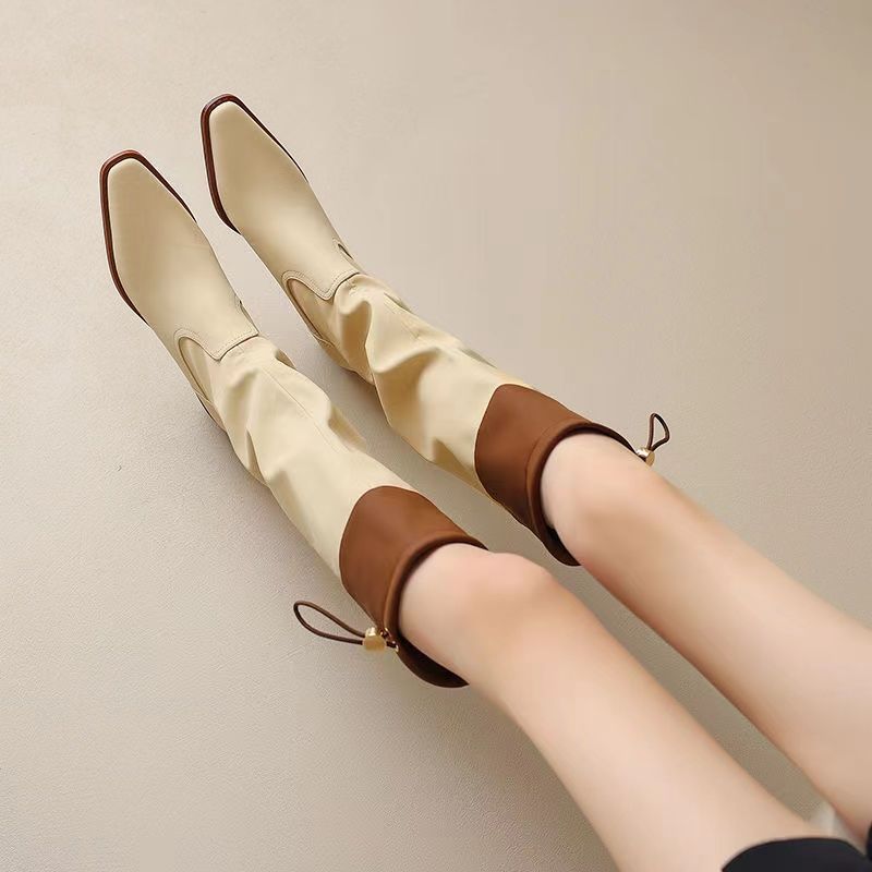 Women'S Fashion Boots 2025 - Abrikoos vierkante neus dames lange laarzen