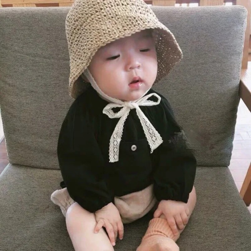 Straw Hat Summer - Zomer Koreaanse babyjongen meisje strohoeden kanten