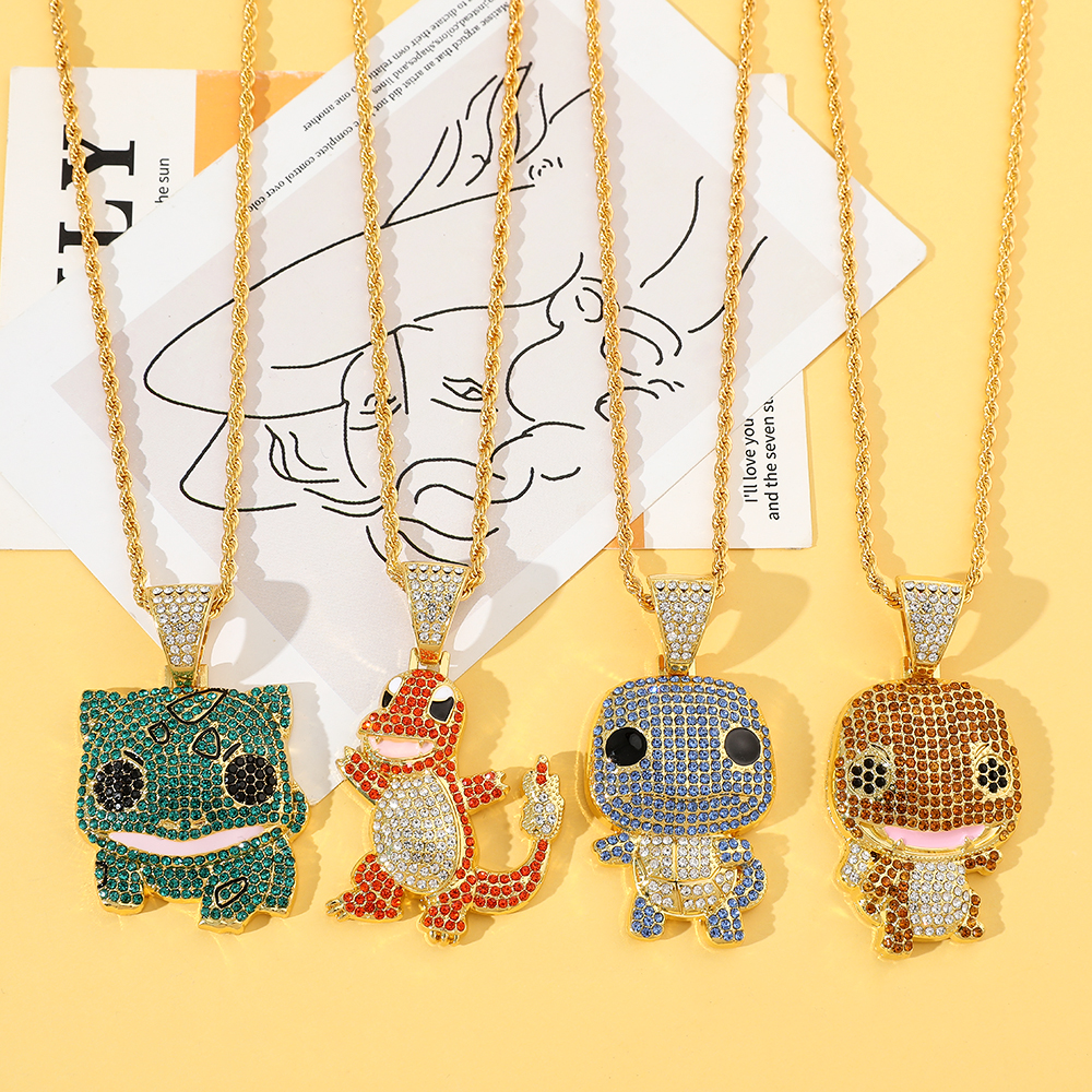 Women Fashion Japan - Diamanten bezaaide Squirtle ketting modetrend hiphop