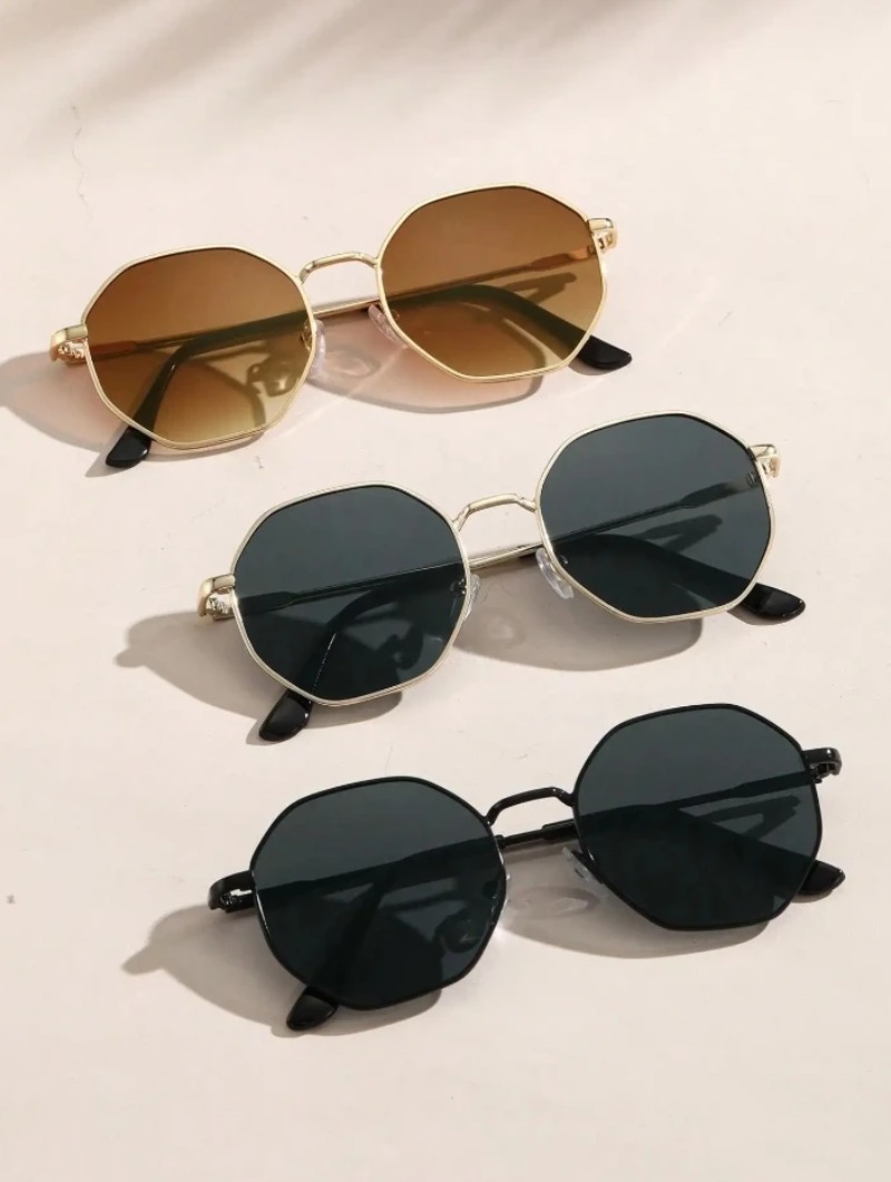 Women'S Fashion Eyeglass Frames - 1/3 Stuks Metalen Geometrisch-Ronde Frame Zonnebril