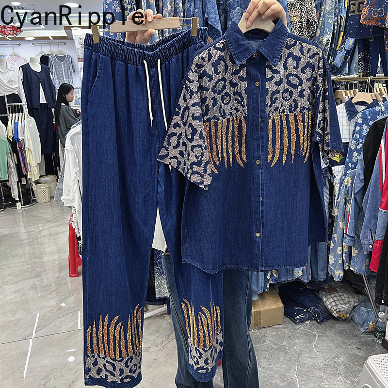Women Fashion Jeans Top - Mode Lente Zomer Dames Tweedelige set