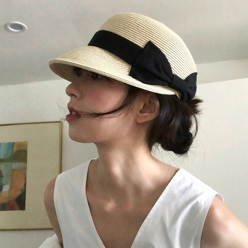 Straw Hat Summer - Bow Dome Strohoed voor dames Zomer