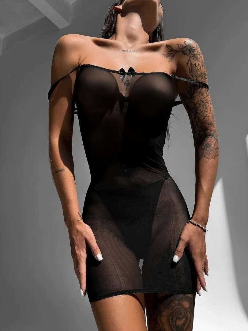 Lace Trim Cami - Sexy Hip Knuffelen Strik Jurk Cross