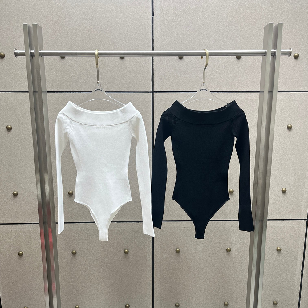 Women'S Fashion Suit - Dames off-shoulder gebreide bodysuit met lange