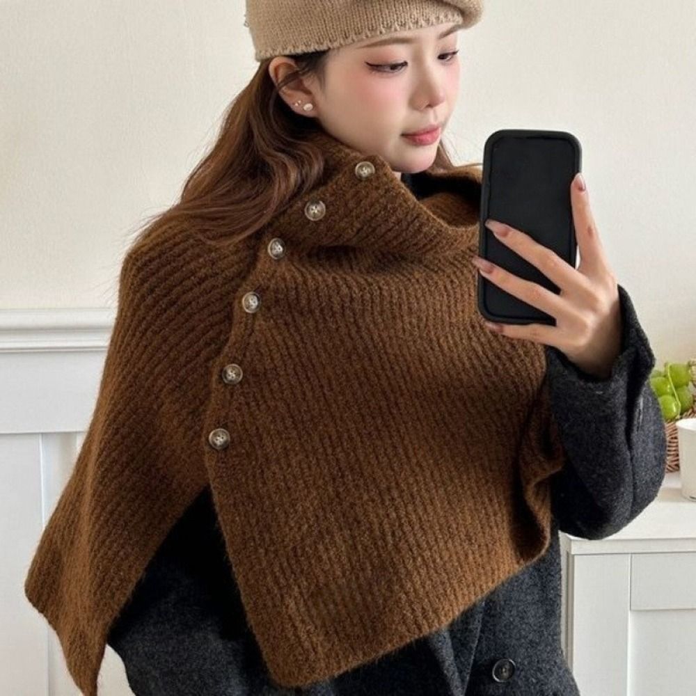 Women'S Fashion Knitwear - Klassieke gebreide sjaal met knopen Warme,