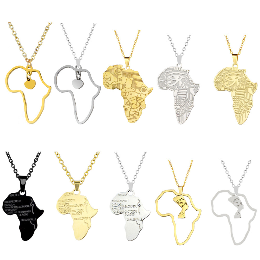Women'S Fashion Guide - Roestvrijstalen Afrikaanse kaart hanger ketting voor