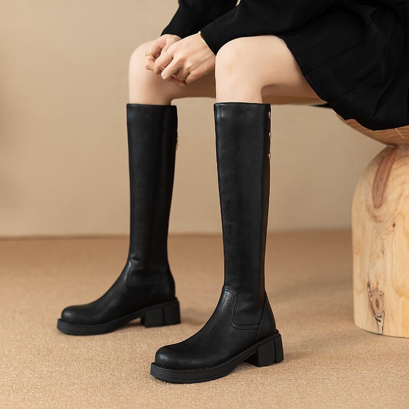 Women'S Fashion Boots 2025 - Herfst Winter Middenhak Dames Kniehoge Schacht