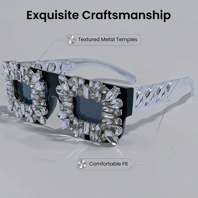 Exaggerated bling strass vierk - Women'S Fashion Eyewear recensie en prijs