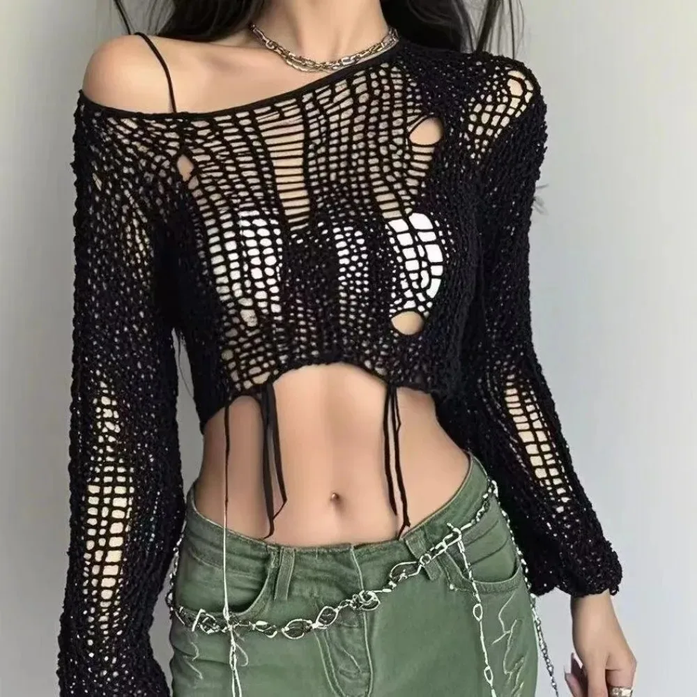 Gekropt gat trui sexy gyaru ui - Women'S Fashion Knitwear recensie en prijs
