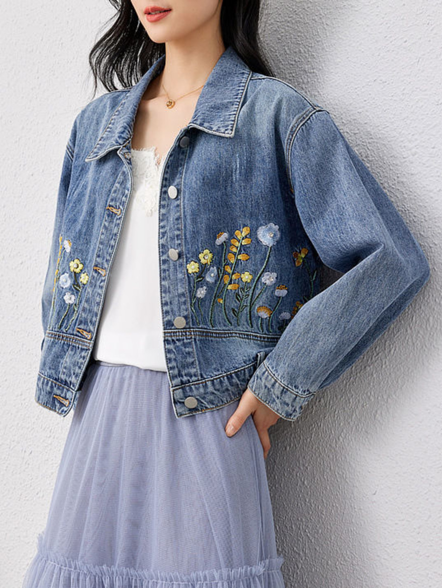 Gebloemd Korte Spijkerjas Dame - Women Fashion Jeans Top recensie en prijs