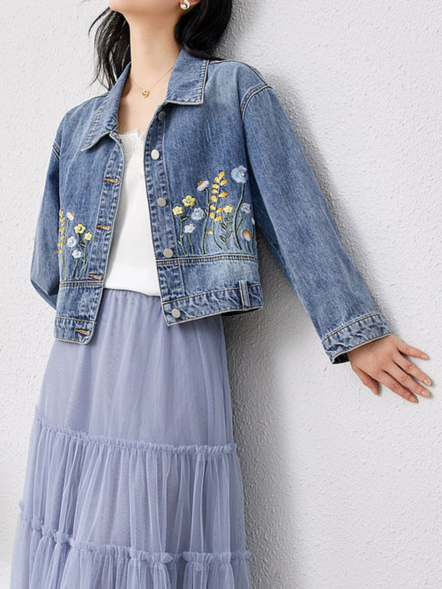 Gebloemd Korte Spijkerjas Dame - Women Fashion Jeans Top recensie en prijs