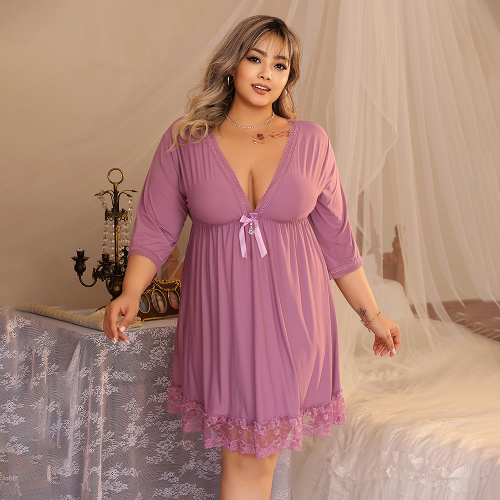 Plus Size Dames Nachthemd met  - Lace Trim Cami recensie en prijs