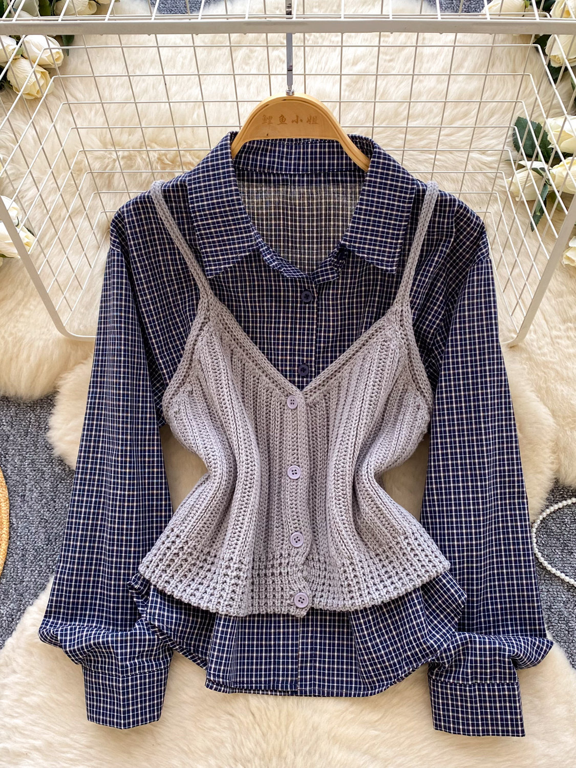 College geruite gebreide vest  - Knitted Vest Women recensie en prijs