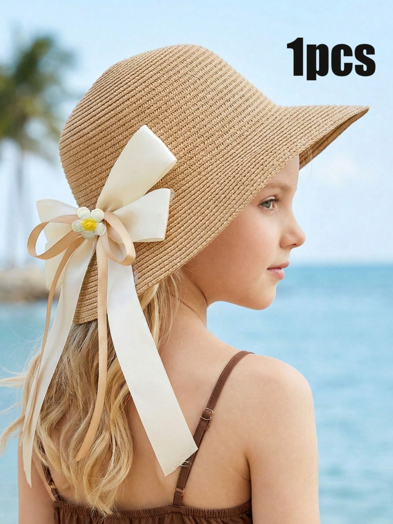 1Pc 3-8Y Meisjes Koffie Boog S - Straw Hat Summer recensie en prijs